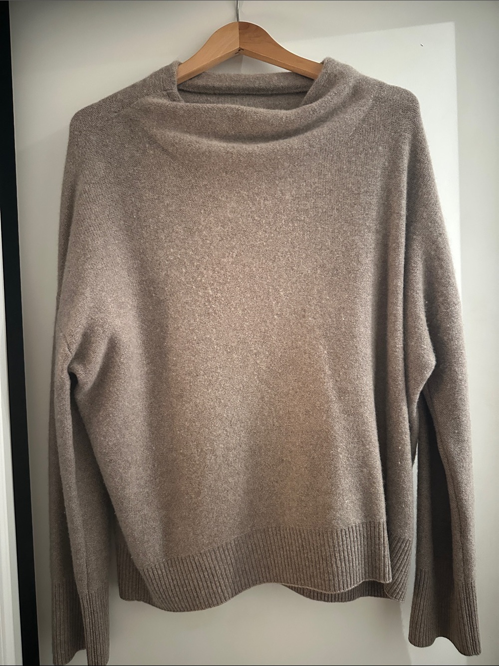 Vince Neutral Taupe Funnel Neck Sweater